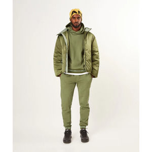 Paper Planes Men's Bronze Green French Terry Logo Jacquard Sweatpants - Large